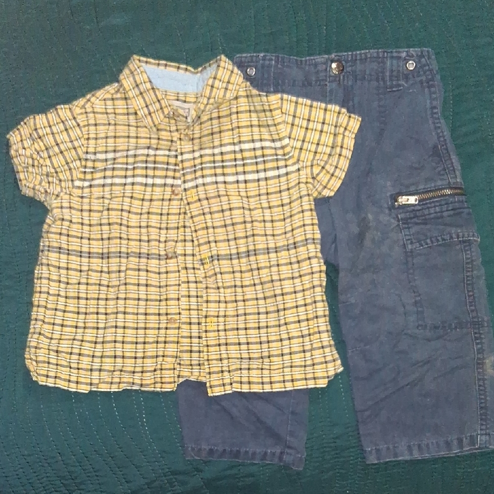 Arizona Jean Company Yellow Plaid Button Down Shirt